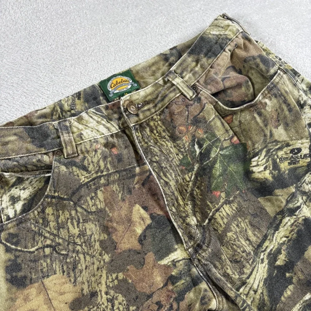 Cabelas Mossy Oak Break Up Hunting Pants Mens 34 Reg Green‎ Camo Cargo Pockets